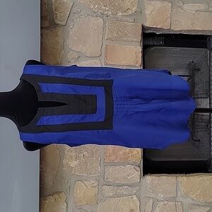 Daniel Rainn sleeveless blouse, blue and black, size M